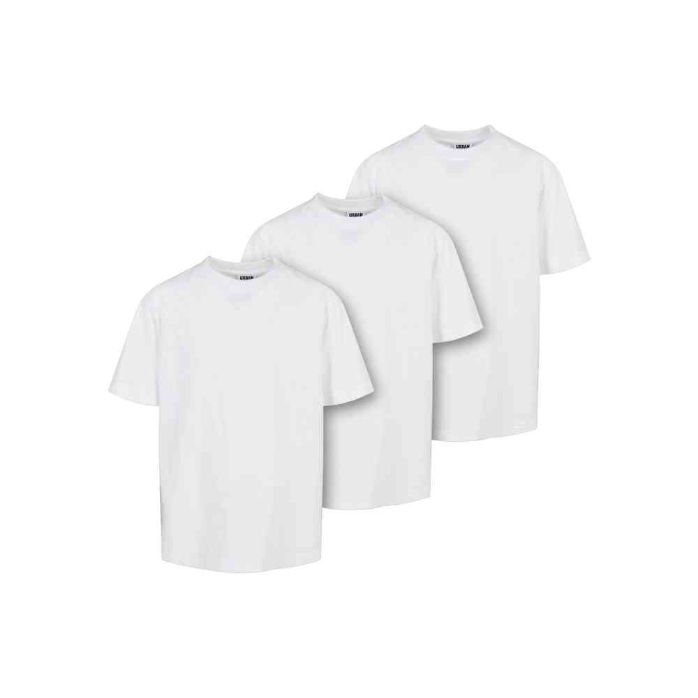 Urban Classics - Boys Tall 3 Pack Kinder Tshirt - Wit/Wit
